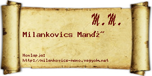 Milankovics Manó névjegykártya